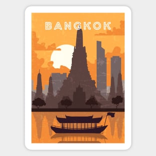 Bangkok, Thailand Retro travel poster Sticker